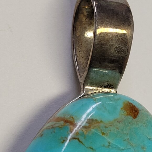 Large Turquoise Pendant Barse 925 Sterling Silver - Picture 11 of 15